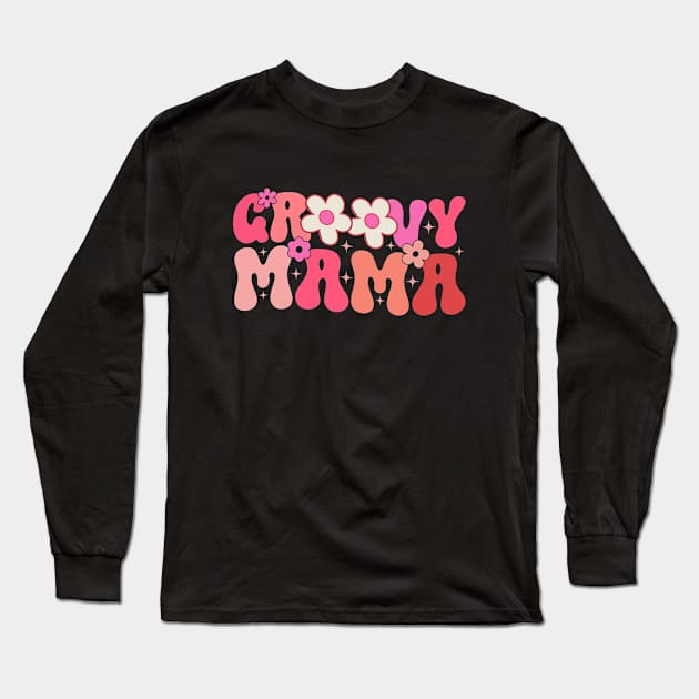 Retro Groovy Mama Matching Family 1st Birthday Party Long Sleeve T-Shirt by Merchby Khaled